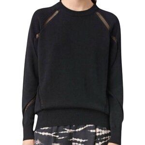 All Saints Lanta Jumper Sweater Black Ladder Stitching Detail Size M